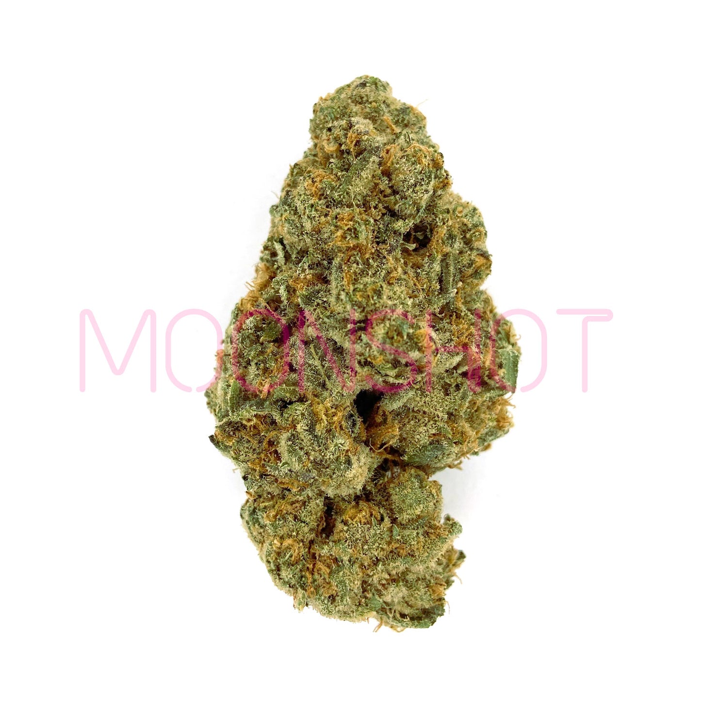 A nug of cannabis flower from the Headband strain sits against a white background.